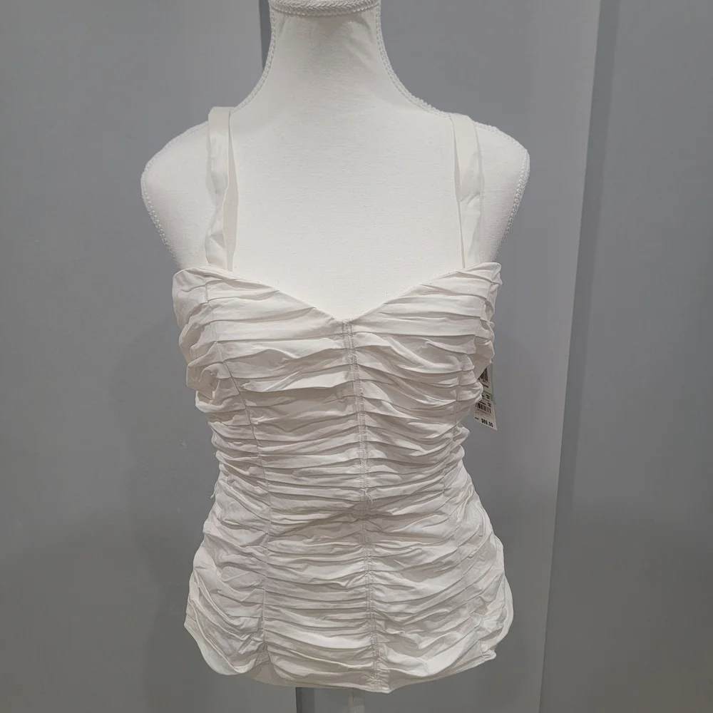 INC International Concepts White Ruched Camisole - Picture 1 of 5